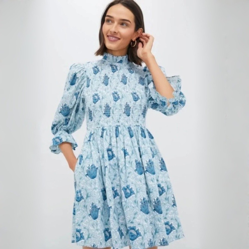 Tuckernuck Hyacinth House Larah Mini Dress Smocked Puff Sleeve Size XS NWT
